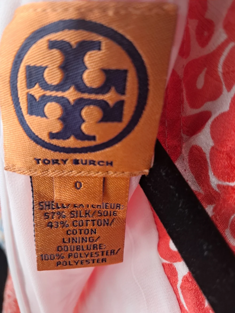 Tory Burch Silk Size 0 Coral and Cream Floral Pleated Sheath Dress EUC